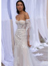 Ivory Embroidered Lace Tulle Enchanting Wedding Dress With Nude Lining